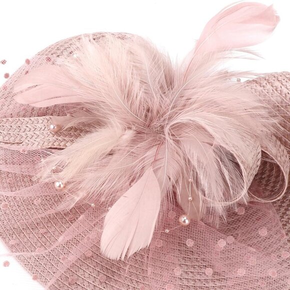 Fascinator Hat Mesh Veil Feathers Women’s Headwear Tea Party Church Vintage - Picture 7 of 7